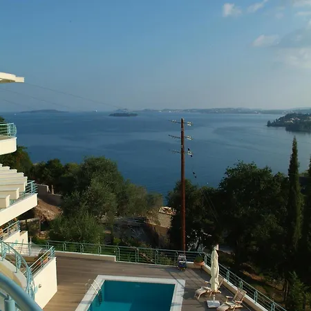Liberty - Classic Luxury Sea View With Private Pool, Panoramic Views To & Corfu Old Town Villa Komméno
